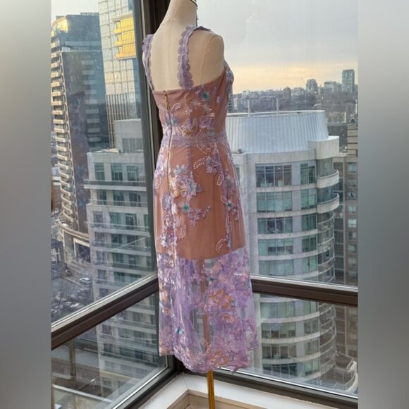 🆕 BRONX & BANCO 🧿 NWOT Eva Embroidered High-Low Midi Dress, Purple Sz M US 6 - Picture 10 of 16